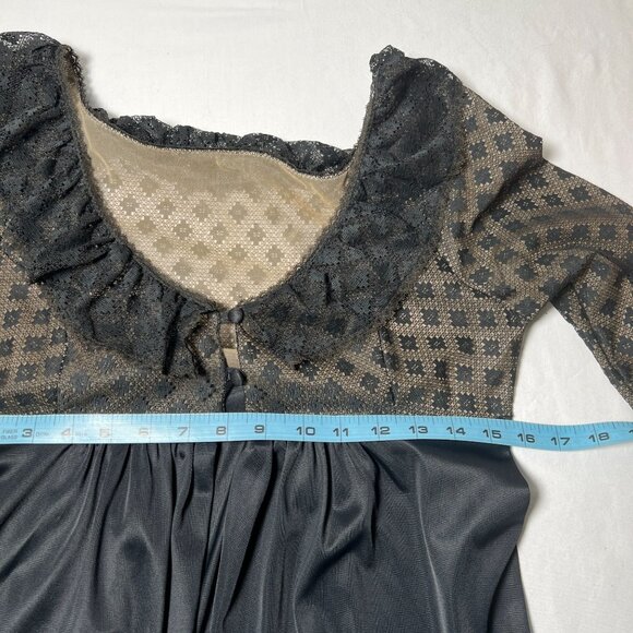 Vintage 60s Formfit Rogers Peignoir Set Robe & Nightgown Black Nude Small Glam - Picture 10 of 16